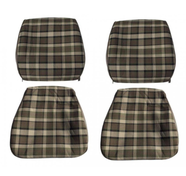 Seat upholstery set, chequered brown/beige, set for two seats Bus Westfalia 8.1974 until 7.1979